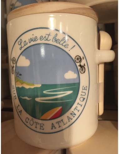Pot à Sel Côte Atlantique "La vie est belle" proposé avec un sachet de 250gr de sel marin