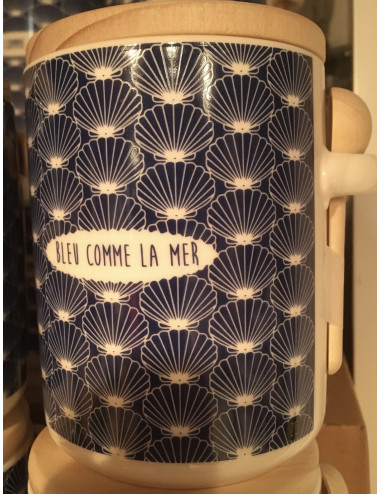 Pot à Sel imprimé Coquilles "Bleu comme la Mer" Nouvelle Collection et son sac de 250gr de sel marin