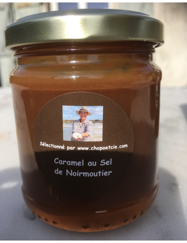 COFFRET DUO ECOBAG 1 pot de caramel 225gr et 1 pot de fleur de sel nature de 150gr net 1 pelle en bambour