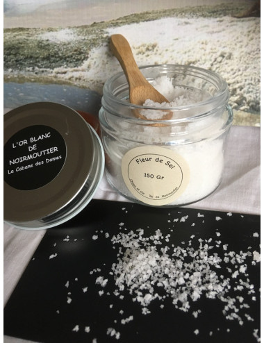 COFFRET DUO ECOBAG fleur de sel 150gr et pot de miel à la fleur de sel de Noirmoutier 250gr 1 pelle en bambou