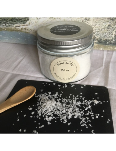 COFFRET DUO ECOBAG fleur de sel 150gr et pot de miel à la fleur de sel de Noirmoutier 250gr 1 pelle en bambou