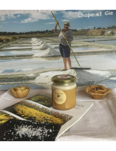 Pot de miel toutes fleurs de Vendée à la fleur de sel de Noirmoutier 250gr net tartinable et crémeux
