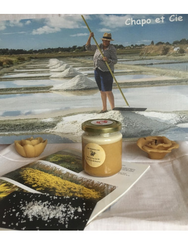 Pot de miel toutes fleurs de Vendée à la fleur de sel de Noirmoutier 250gr net tartinable et crémeux