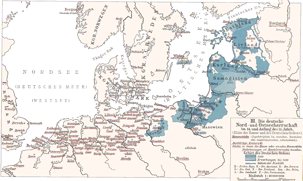 Les villes de la hanse ou ligue hanséatique